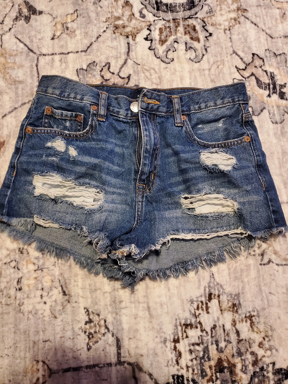 Aeropostale Distressed Blue High-Rise Denim Shorts
